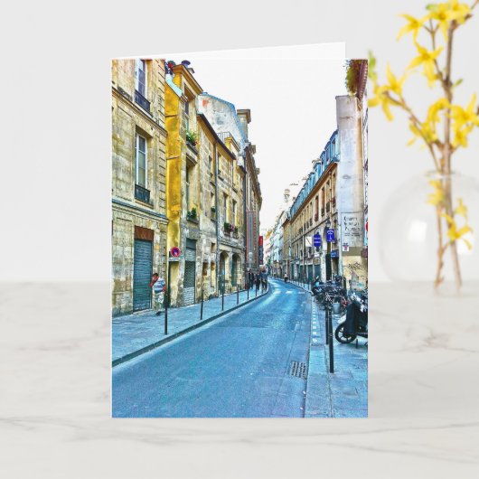 Carte de note de Paris comportant le Marais. (Fleur jaune)