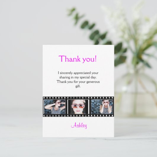 Carte de note de photo de Merci d'obtention du (Debout devant)