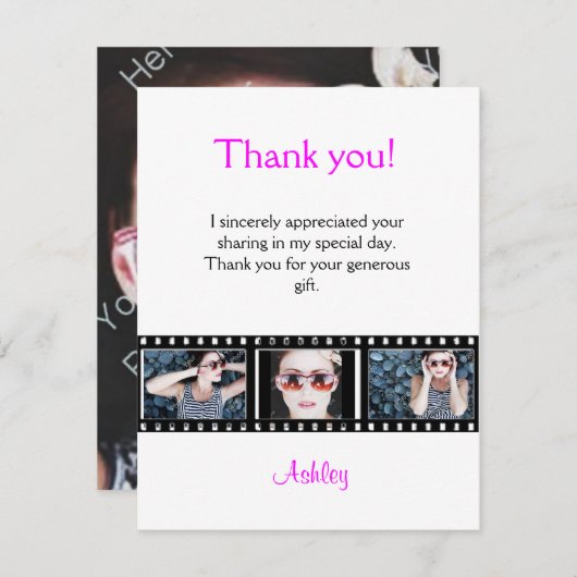 Carte de note de photo de Merci d'obtention du (Devant / Derrière)