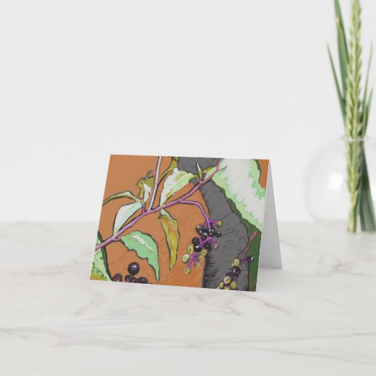 Carte de note de plante originaire de Pokeberry (Devant)