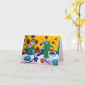 Carte de note de pommes d'oranges de tulipes (Fleur jaune)