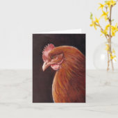 Carte de note de profil d'oiseaux Red Hen (Fleur jaune)