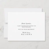 Carte de note de proposition Chic Gold Bridesmaid (Dos)