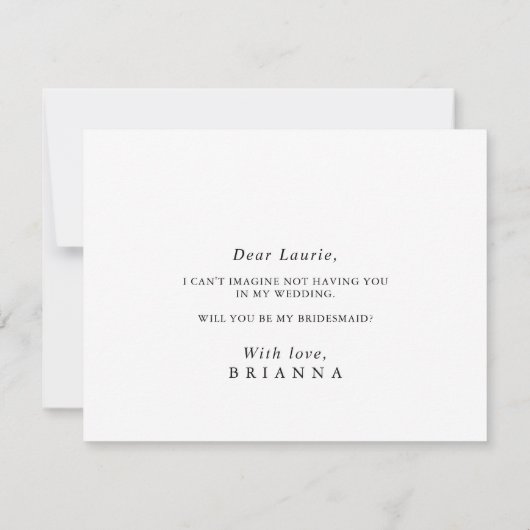 Carte de note de proposition Chic Gold Bridesmaid (Dos)