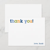 Carte de note de remerciement bleue, verte et oran (Devant / Derrière)