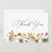 Carte de note de remerciement de tournesol (Devant / Derrière)