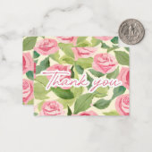 Carte de note de remerciement des Roses d'aquarell (Devant/Arrière en situation)