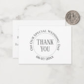 Carte de note de remerciement du jour du mariage (Devant/Arrière en situation)