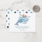 Carte de note de remerciement pour la belle balein (Devant/Arrière en situation)