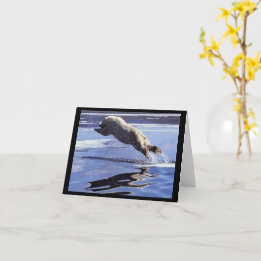 Carte de note de saut d'ours blanc (Fleur jaune)