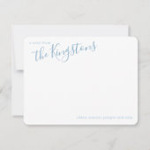 Carte de note de script du nom de famille bleu Dus (Devant)