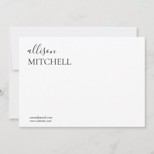 Carte de note de script moderne chic (Devant)
