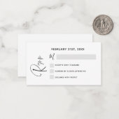 Carte de note de script noir blanc Mariage RSVP Bu (Devant/Arrière en situation)