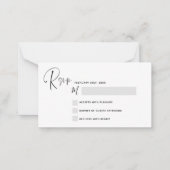 Carte de note de script noir blanc Mariage RSVP Bu (Devant)