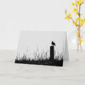 Carte de note de silhouette d'alouette de pré (Fleur jaune)