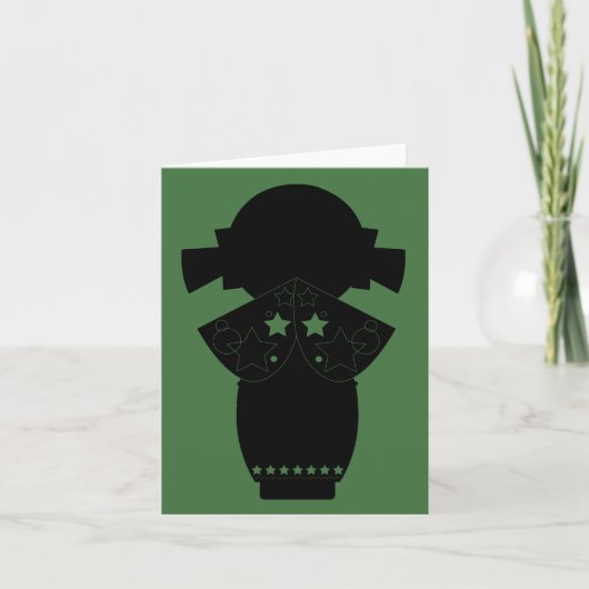 Carte de note de silhouette d'étoile de Kokeshi (Devant)