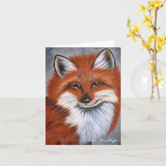 Carte de note de sourire de Fox (Fleur jaune)