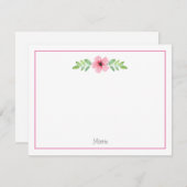 Carte de note de Swag florale Aquarelle rose (Devant / Derrière)