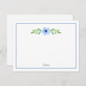 Carte de note de swag florale d'aquarelle bleue (Devant / Derrière)