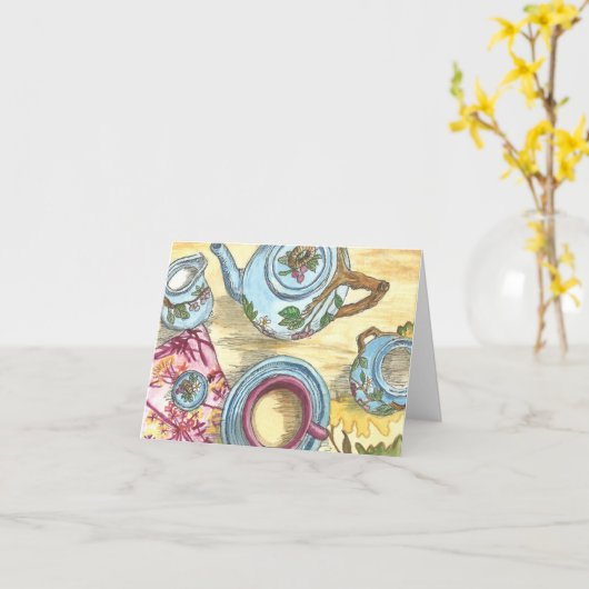 Carte de note de temps de thé (Fleur jaune)