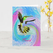 Carte de note de tournoiement de colibri (Fleur jaune)