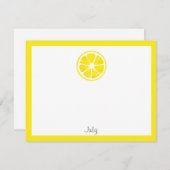 Carte de note de tranche de citron d'aquarelle (Devant / Derrière)