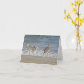 Carte de note de trio d'oiseaux de rivage (Fleur jaune)