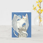 Carte de note déplaisante de chat (Fleur jaune)