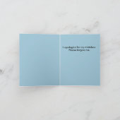 Carte de note d'excuses - courte (Intérieur)