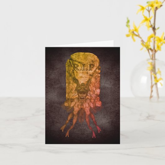 Carte de note d'Halloween Goblin Tombstone (Fleur jaune)