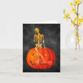 Carte de note d'Halloween Skeleton Jack-o'-lantern (Fleur jaune)