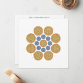 Carte de note d'Harmonie de tournesol en or et ble (Devant/Arrière en situation)