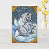 Carte de note d'hiver de POULAIN de PEGASUS de (Fleur jaune)