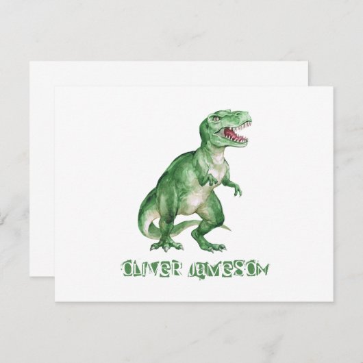 Carte de note Dinosaur du garçon (Devant / Derrière)