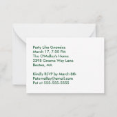 Carte de note d'invitation des Gnomies du Jour de  (Dos)