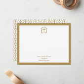 Carte de note d'or croisée de votre nom d'église (Devant/Arrière en situation)
