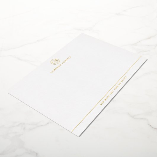 Carte de note d'or d'or d'argent initial monogramm (Rotation)