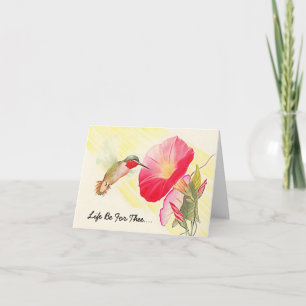 Carte de note douce du jour d'été de colibri et de