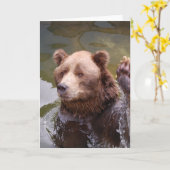 Carte de note d'ours Brown de bain (Fleur jaune)