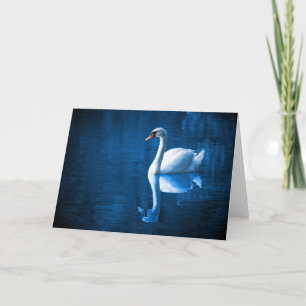 Carte de note du cygne blanc sur les eaux bleues