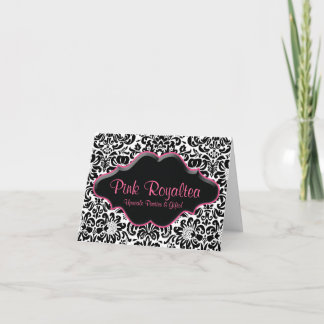 Carte de note du salon Damask noir blanc rose