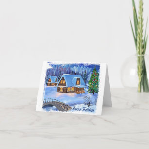 Carte de note du village de Noël pour la nuit d'hi