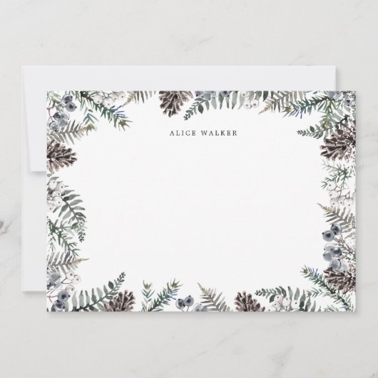 Carte de note élégante de monogramme de verdure d' (Devant)