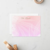 Carte de note en aquarelle rose assez personnalisé (Devant/Arrière en situation)