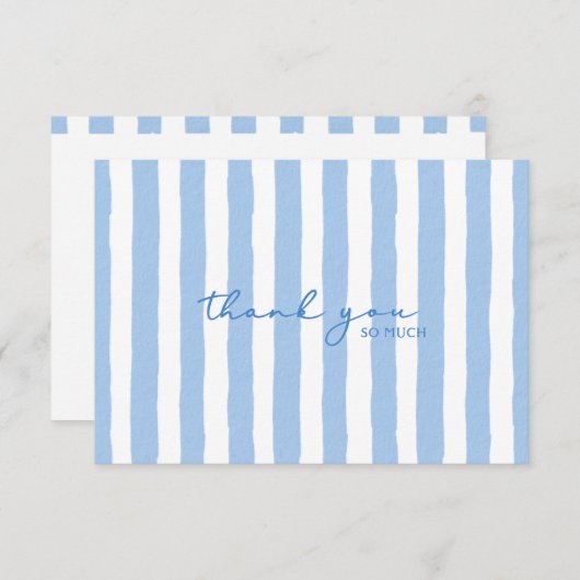 Carte de note en bande couleur Merci bleu (Devant / Derrière)