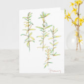 Carte de note en blanc de dessin végétal de romari (Fleur jaune)