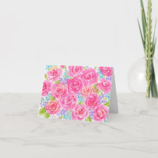 Carte de note en blanc Roses d'aquarelle N'importe