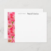 Carte de note en blanc Tulipes en Aquarelle rose (Devant / Derrière)