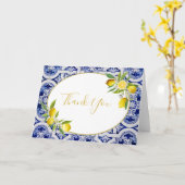 Carte de note en céramique bleu citron (Fleur jaune)