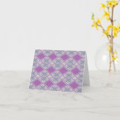 CARTE DE NOTE EN TRICOT ARGYLE LILAS / Horizontale (Fleur jaune)